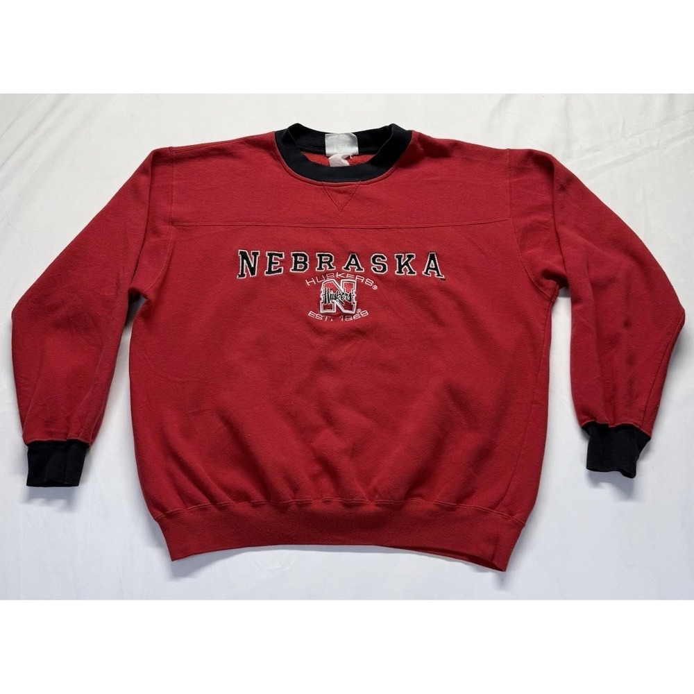 Vintage Lee Nebraska Huskers red black Crewneck Sweatshirt Size M